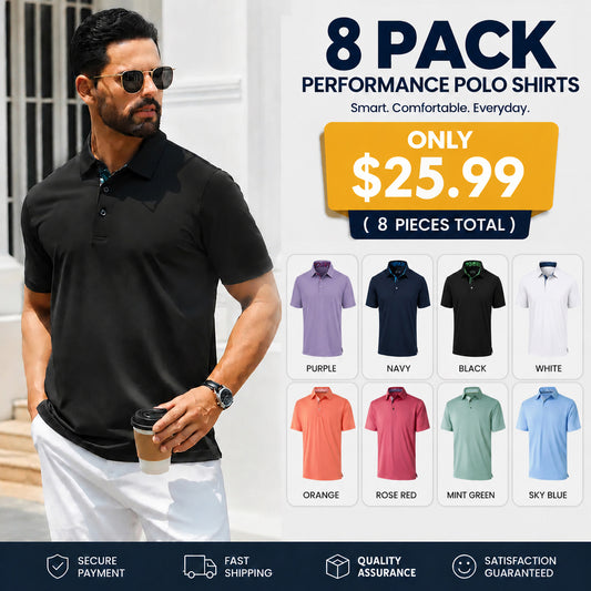 Men's Polo Shirts, Comfortable Short Sleeve Casual Fit, Classic Collared Polo Shirts for Work, Golf, Travel & Everyday Wear