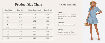 Women’s Summer Lace Dresses Eyelet Casual Flowy Babydoll Swing Short Sleeve V Neck Tunic Dress